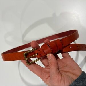 Madewell Orange Leather Belt with Brass Buckle